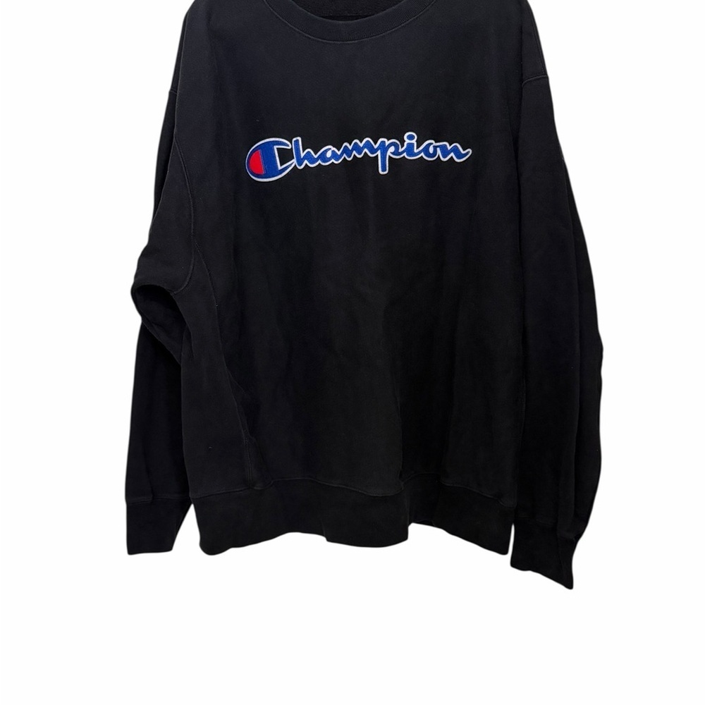 Champion Black Crewneck Sweatshirt with Blue & Red Logo Script - Picture 6 of 7